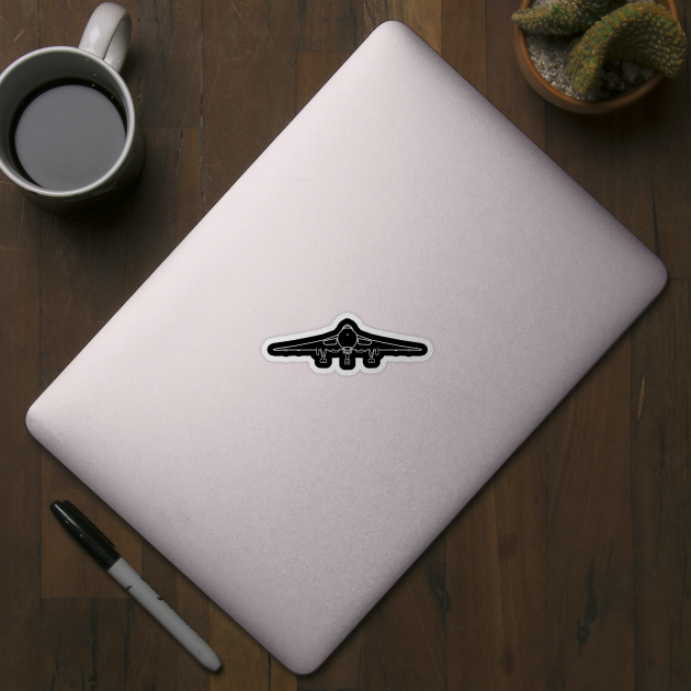 Avro Vulcan classic bomber aircraft wheels down outline graphic (white) by soitwouldseem